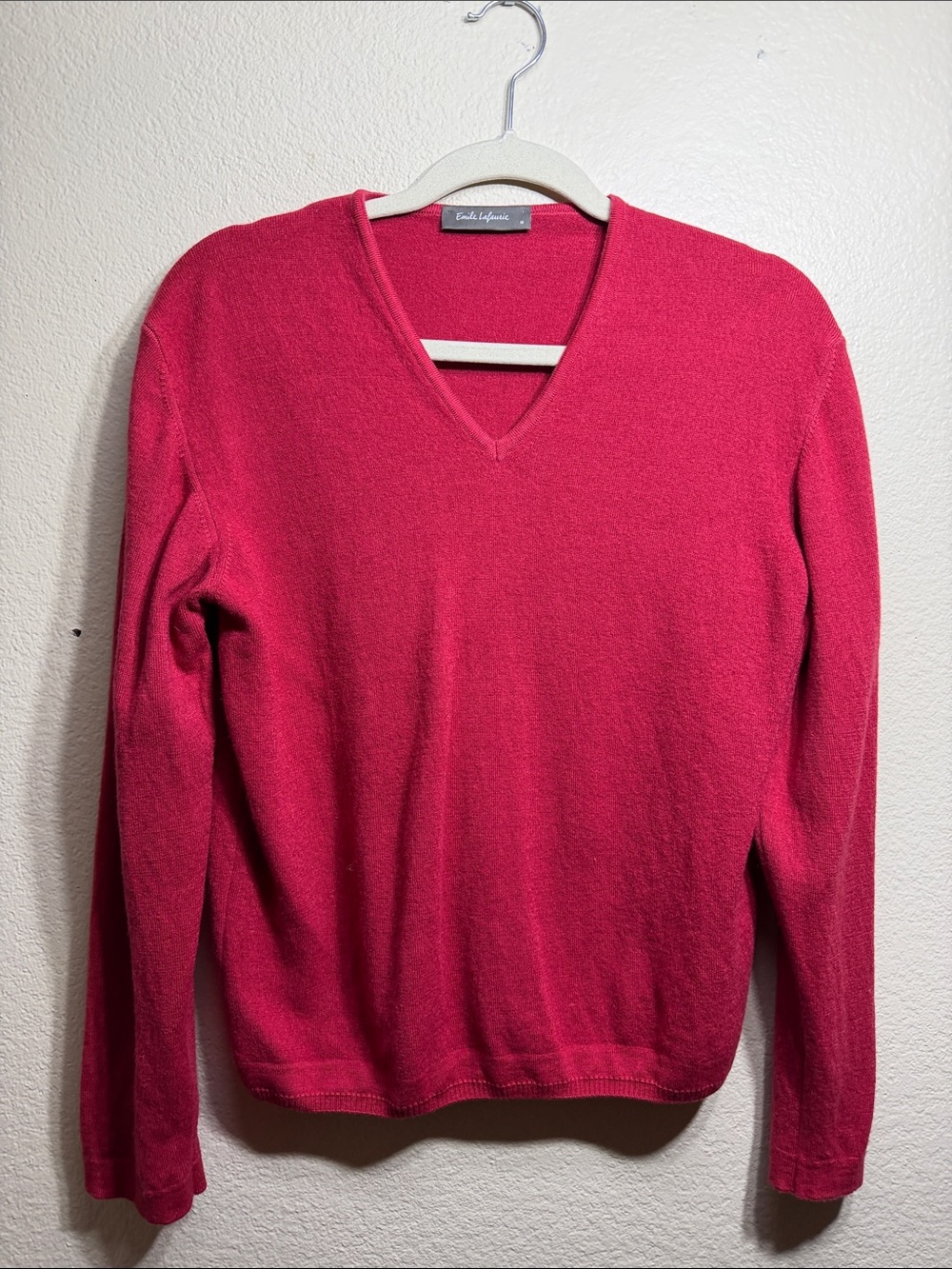 Emile Lafaurie Merino Wool VNeck Womens Pullover Sweater M Neck Minimalist Layer